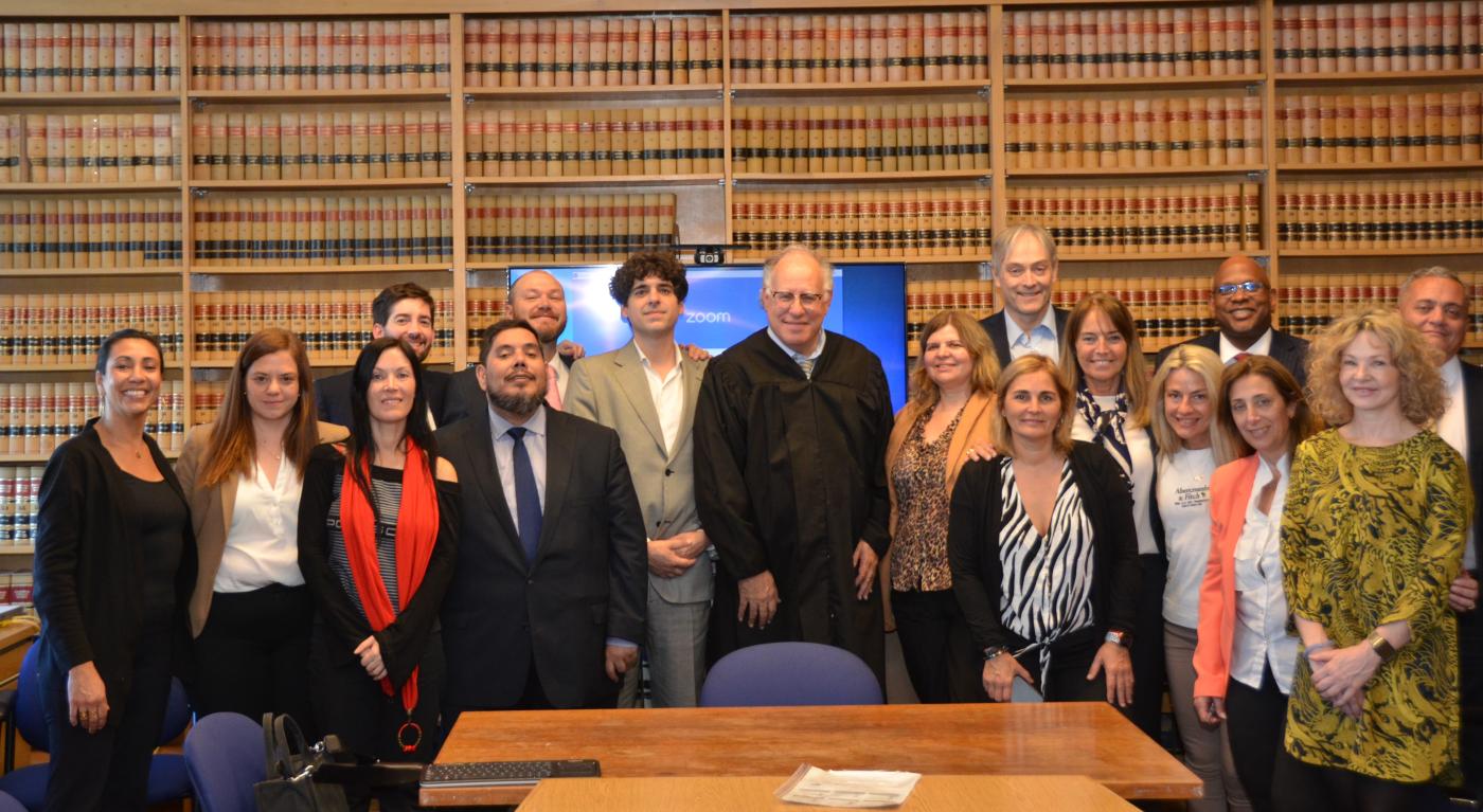 Judge Harry M. Dorfman and Court Executive Officer meet with Argentinian delegation at the Hall of Justice.